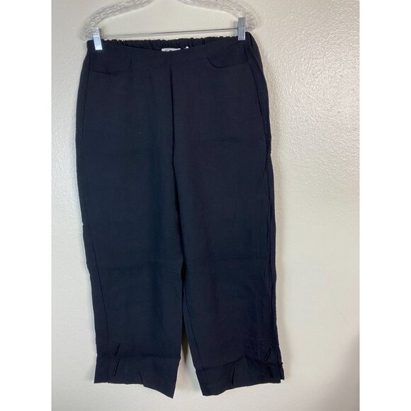 Habitat Women Black Pants Small Boho Lagenlook Artsy Art to wear Straight Pullon - Picture 1 of 16